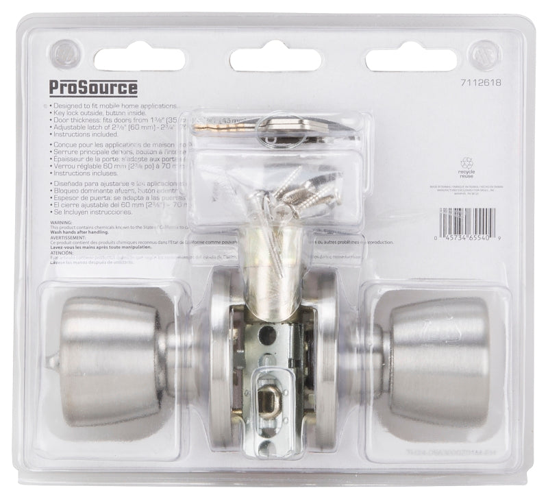 ProSource T-5764SS-ET Entry Knob, Brass, Stainless Steel, Pack of 3