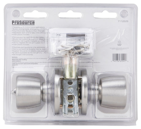 ProSource T-5764SS-BK Privacy Lockset, Bell, Tulip Design, Stainless Steel, Stainless Steel