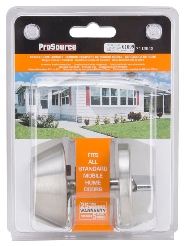 ProSource Signature Series T-D101SS Deadbolt, 3 Grade, Stainless Steel, 2-3/8, 2-3/4 in Backset, KW1 Keyway, Pack of 3