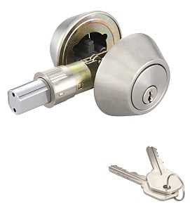 ProSource T-D102SS Deadbolt, 3 Grade, Stainless Steel, 2-3/8 to 2-3/4 in Backset, KW1 Keyway, Pack of 3
