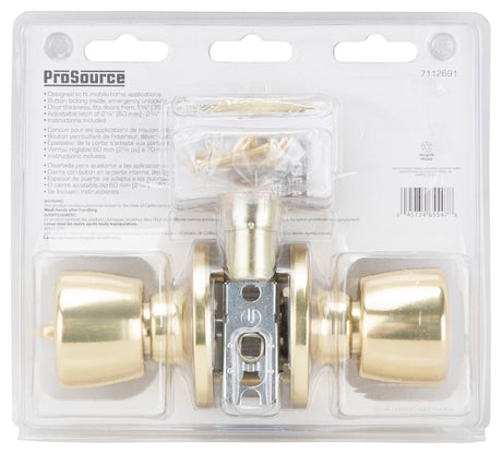 ProSource T-5764PB-BK Privacy Lockset, Brass, Polished Brass