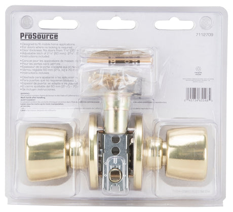 ProSource T-5764PB-PS Passage Knob, Brass, Polished Brass