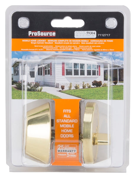 ProSource Signature Series T-D101PB Deadbolt, 3 Grade, Polished Brass, 2-3/8, 2-3/4 in Backset, KW1 Keyway, Pack of 3