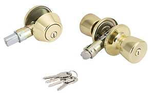 ProSource T-5764-D101PB Combination Lockset, Brass, Polished Brass, Pack of 3