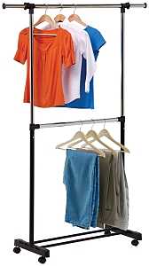 Honey-Can-Do GAR-01767 Expandable Garment Rack, 60 in W, 73 in H, Steel, Black, Pack of 3