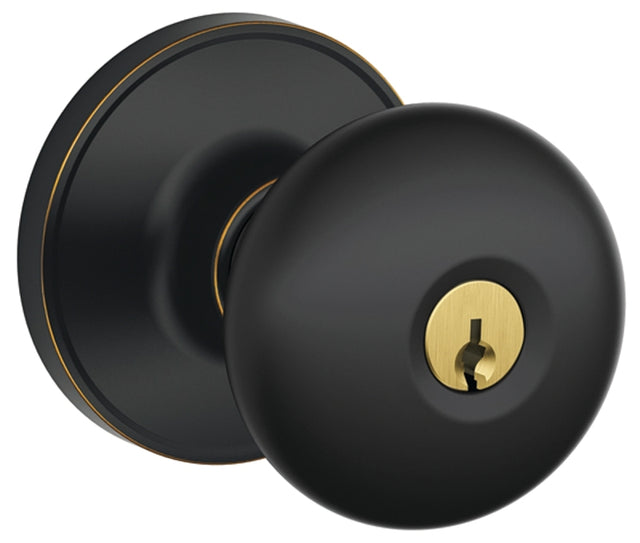 Schlage Stratus Series J54 STR 716 Entry Knob, Knob Handle, Aged Bronze, Metal, C Keyway, Residential, 3 Grade