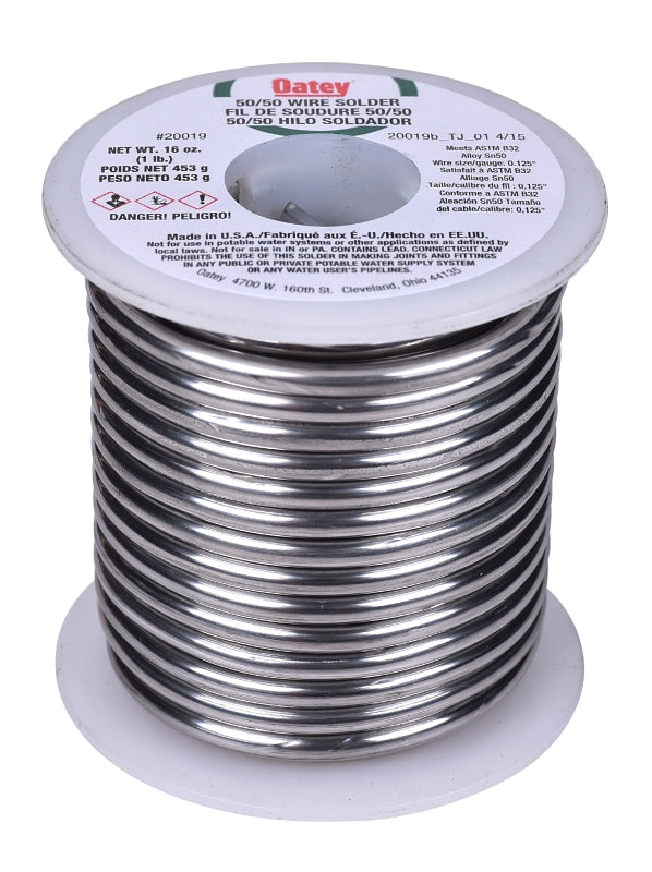 Oatey 20019 Leaded Solder, Silver, 1 lb, Solid, 361 to 421 deg F Melting Point
