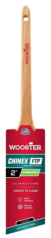Wooster 4424-2 Paint Brush, White, Sealed Maple Wood Handle, 2 in W, Thin Angle Brush, 2-7/16 in L Bristle, Sash Handle