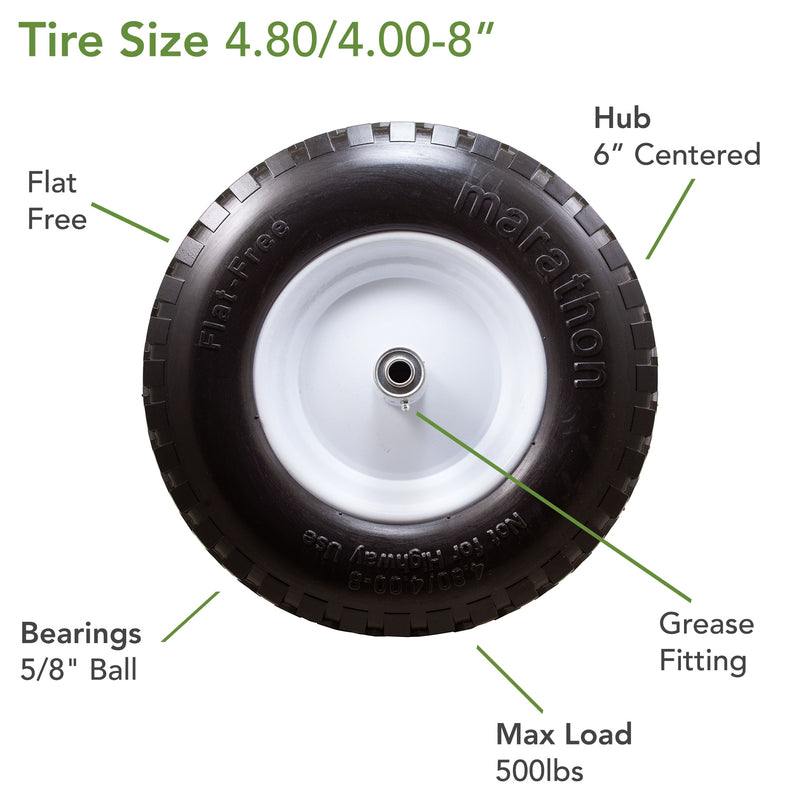 Marathon 8 in. D X 13.3 in. D 300 lb. cap. Centered Wheelbarrow Tire Polyurethane 1 pk