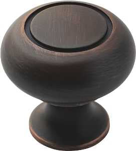 Amerock 1875415 Cabinet Knob, 1-3/16 in Projection, Traditional, 1-1/4 in, Zinc, Oil-Rubbed Bronze