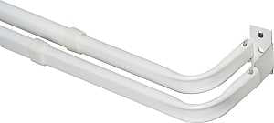Kenney KN521 Curtain Rod, 2 in Dia, 28 to 48 in L, Steel, White