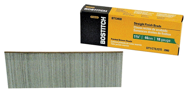 Bostitch BT1345B-1M Nail, Glue Collation, 1-3/4 in L, 18, Steel, Coated, Brad Head, 1000/PK, Pack of 10