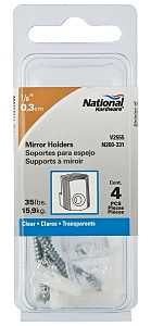 National Hardware V2555 Series N260-331 Mirror Holder, 35 lb, Plastic, Clear, Wall, 1/PK