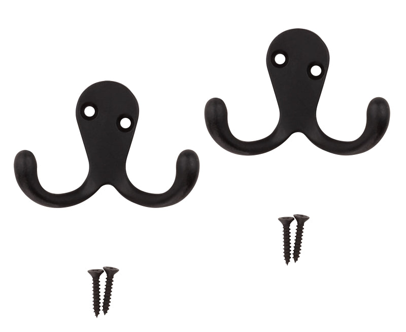 National Hardware V163 N330-829 Cloth Hook, 35 lb, 2-Hook, Zinc, Oil-Rubbed Bronze