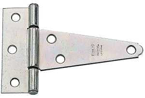 National Hardware N129-031 T-Hinge, 3.3 in W Frame Leaf, 1.127 in H Frame Leaf, Steel, Zinc, Tight Pin, 23 lb