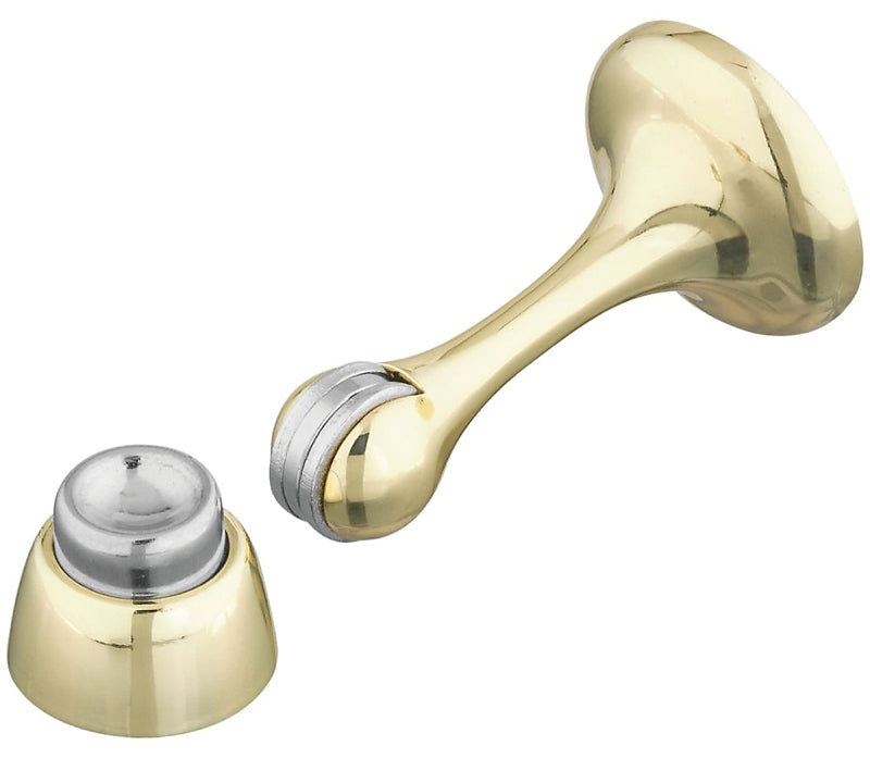 National Hardware N328-161 Door Stop, 1-3/4 in L, 4-3/4 in W, 3 in Projection, Die-Cast Zinc/Steel, Brass