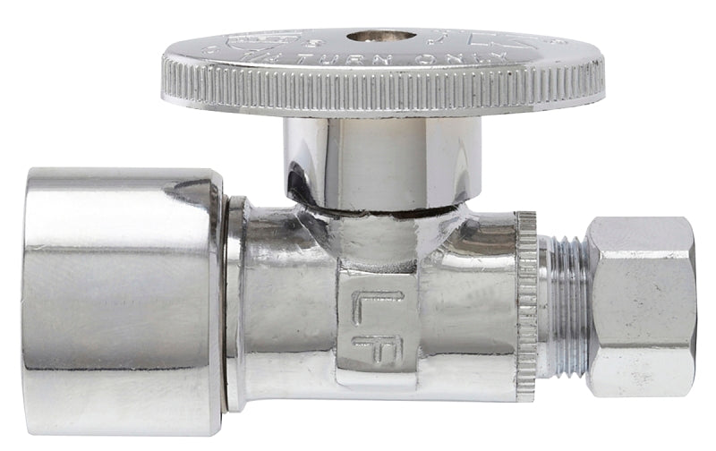 Keeney 2068PCPOLF Supply Line Valve, 5/8 x 3/8 in Connection, Compression, Quarter-Turn Actuator, Brass, Water Media