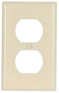 Eaton Wiring Devices 2132LA-BOX Receptacle Wallplate, 4-1/2 in L, 2-3/4 in W, 1 -Gang, Thermoset, Light Almond