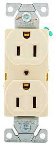 Eaton Wiring Devices BR15LA Duplex Receptacle, Nylon, Light Almond, 2-Pole, 15 A, 125 V, Back, Side Wiring, Pack of 10