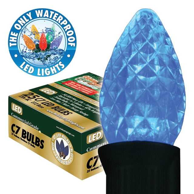 Holiday Bright Lights BU25-LEDFC7-TBL Light Bulb, 0.6 W, Candelabra (E12) Lamp Base, LED Lamp, Blue Light