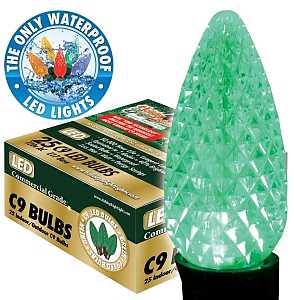 Holiday Bright Lights BU25-LEDFC9-TGR Light Bulb, 0.6 W, Intermediate (E17) Lamp Base, LED Lamp, Green Light