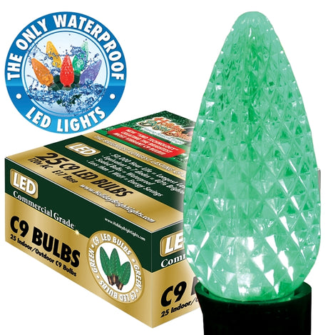 Holiday Bright Lights BU25-LEDFC9-TGR Light Bulb, 0.6 W, Intermediate (E17) Lamp Base, LED Lamp, Green Light