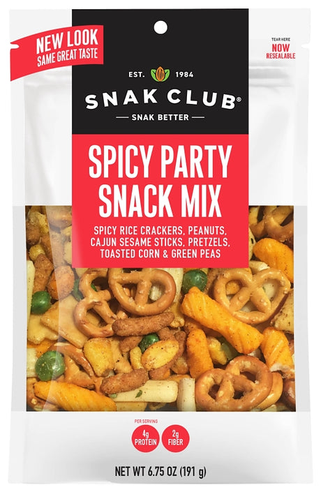 Snak Club 700530 Spicy Party Mix, Salty, 7.5 oz, Pack of 6