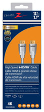 Zenith VH3012HDHS2 HDMI Cable with Ethernet, Black Sheath, 12 ft L