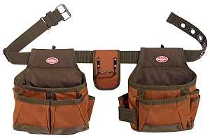 Bucket Boss 50200 Builder's Rig, 52 in Waist, Poly Ripstop Fabric, Brown/Green, 12-Pocket