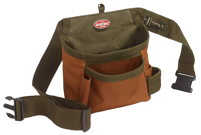 Bucket Boss 50300 Handyman's Holster, 52 in Waist, 5-Pocket, Poly Ripstop Fabric, Brown/Green