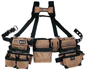 Bucket Boss 55185-TN Framer's Rig, 52 in Waist, Poly Fabric, Tan, 29-Pocket