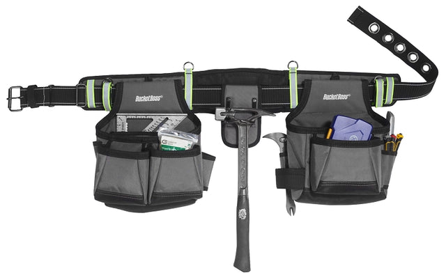 Bucket Boss Professional Series 55105-HV HV Contractor's Rig, 52 in Waist, Poly Fabric, Sliver, 29-Pocket