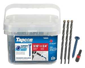 Tapcon 28555 Concrete Screw Anchor, T25 Screw, 3/16 in Dia, 1-3/4 in L, Steel, Climaseal, 225/PK