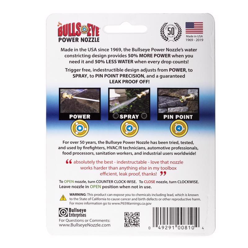 Bullseye Power Nozzle Adjustable Multi-Pattern Brass Hose Nozzle