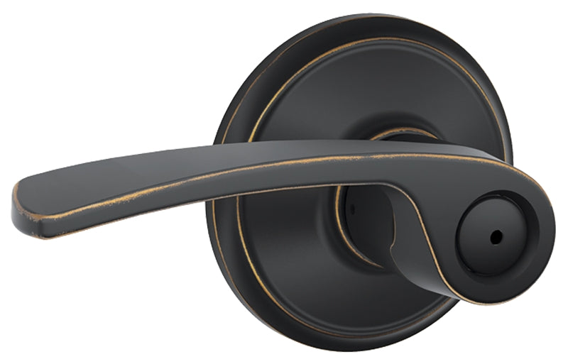 Schlage F Series F40VMER716 Privacy Lever, Mechanical Lock, Aged Bronze, Residential, 2 Grade, 7/8 in Housing Dia, Metal