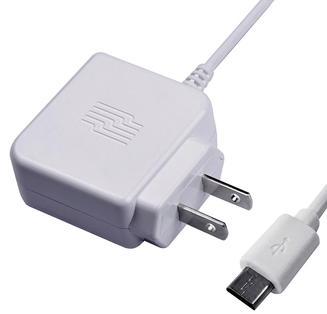 Zenith PM1001WCMC Wall Charger, White, For: Micro-B USB Device, 2.4 V Output, 3 ft L Cord