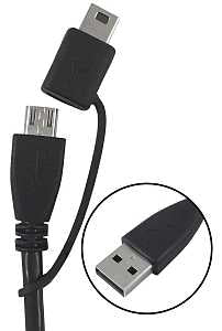 Zenith PM1003USBMM2 Lightning Cable, USB A, Micro USB, Black, 3 ft L