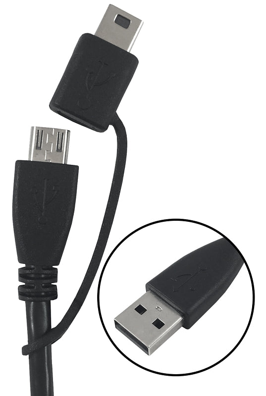 Zenith PM1003USBMM2 Lightning Cable, USB A, Micro USB, Black, 3 ft L