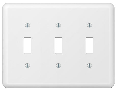 Amerelle Devon 935TTTW Wallplate, 5 in L, 6-9/16 in W, 3 -Gang, Steel, White, Pack of 3
