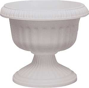 Southern Patio UR1810WH Urn Planter, 15-1/2 in H, 17.63 in W, 17.63 in D, Plastic, White