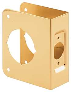 Prime-Line U 9543 Lock and Door Reinforcer, 2-3/8 in Backset, 1-3/8 in Thick Door, Brass, 4-1/2 in H, 2-1/8 in Bore