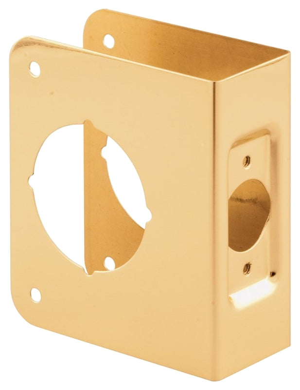 Prime-Line U 9543 Lock and Door Reinforcer, 2-3/8 in Backset, 1-3/8 in Thick Door, Brass, 4-1/2 in H, 2-1/8 in Bore