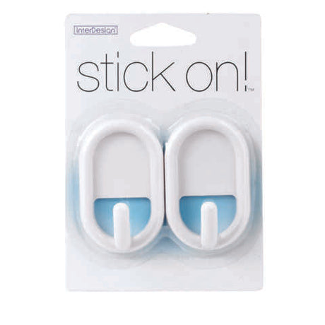 iDesign 3/4 in. L White Plastic Small Stick On Hook 0.2 lb. cap. 2 pk