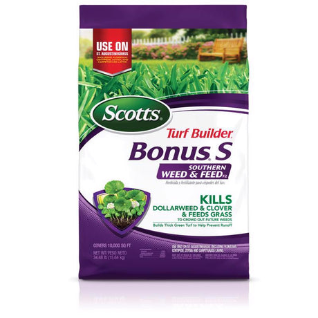 Scotts Turf Builder Bonus S Weed & Feed Lawn Fertilizer For Multiple Grass Types 10000 sq ft