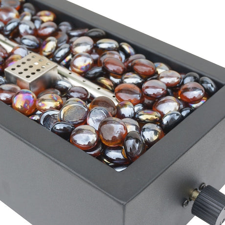 Seasonal Trends 52069 Tabletop Fire Bowl, 15.6 in OAW, 6.5 in OAD, 4.17 in OAH, Rectangular, Propane