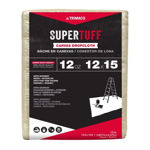 Trimaco SuperTuff 12 ft. W X 15 ft. L 12 oz Canvas Drop Cloth 1 pk