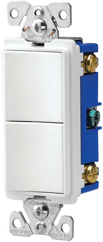 Eaton Wiring Devices 7700 Series 7728W-BOX Combination Switch, 15 A, 120/277 V, SPST, Lead Wire Terminal