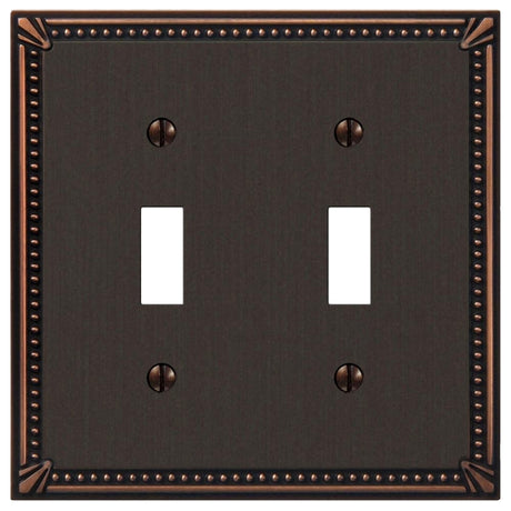 Amerelle Imperial 74TTDB Wallplate, 4-13/16 in L, 4-13/16 in W, 2 -Gang, Metal, Aged Bronze, Pack of 3