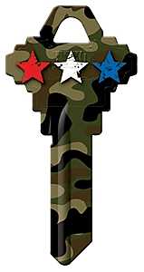 Hy-Ko 16005SC1-15 Key Blank, Camo Stars, For: Schlage SC1 Keyways, SC1-15 Key Number, Pack of 5