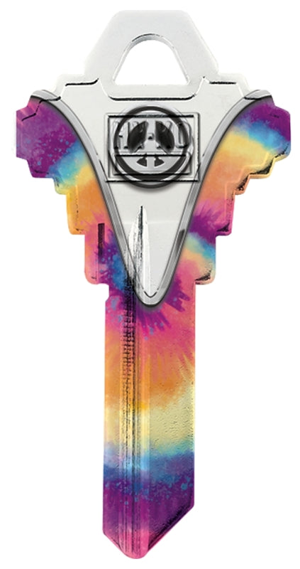 Hy-Ko 16005SC1-32 Key Blank, Peace Signs, Brass, For: Schlage SC1 Keyways, SC1 Key Number, Pack of 5